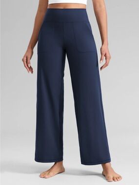 CRZ YOGA Wide Leg Pocket Pants in Navy Blue